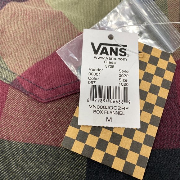 Vans Box Flannel Plaid Button Down Shirt Men's Size Red Yellow VN000JOGZRF - Picture 5 of 5